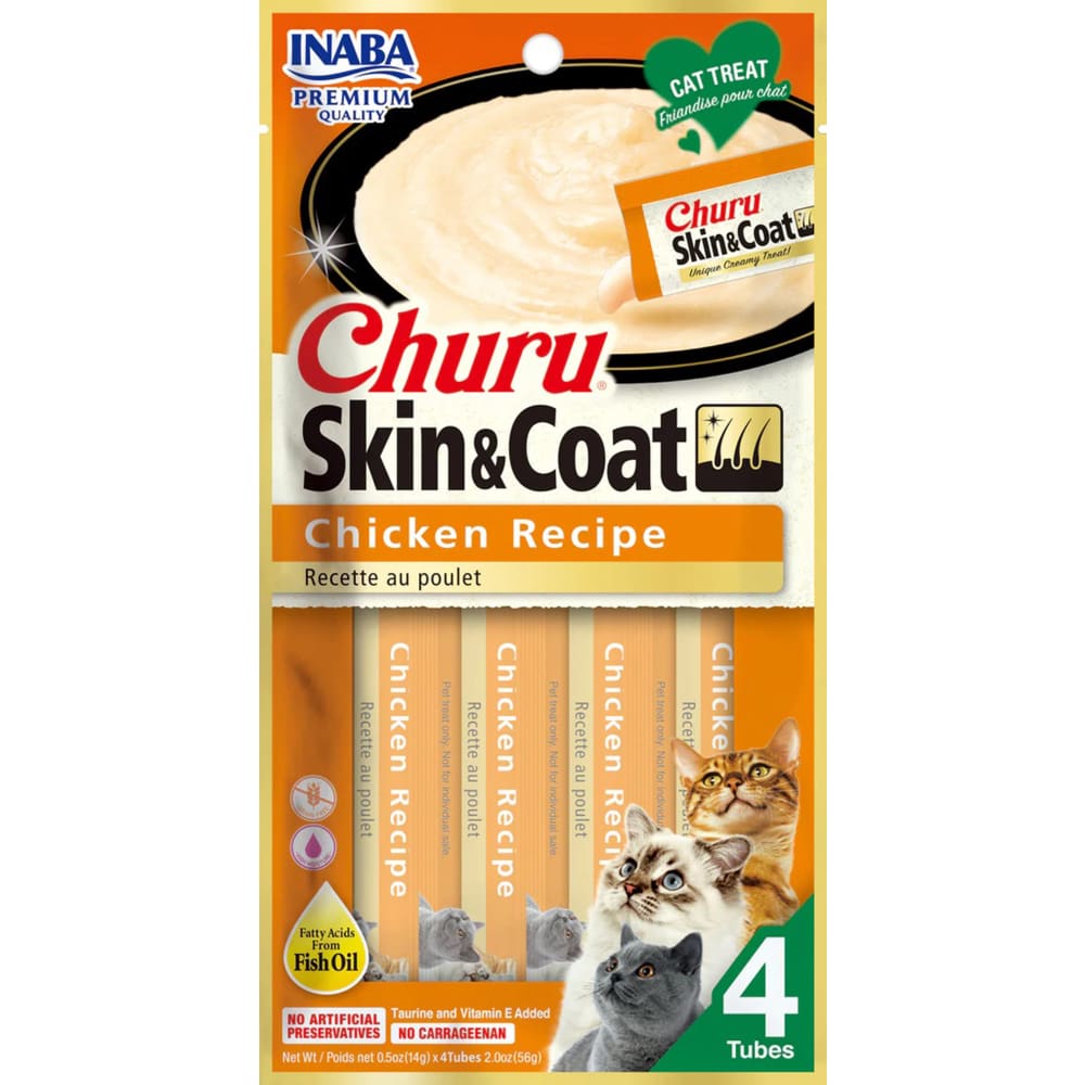 Inaba Cat Churu Purees Skin&Coat Chkn 2Oz-6Ct - Pet Supplies - Inaba