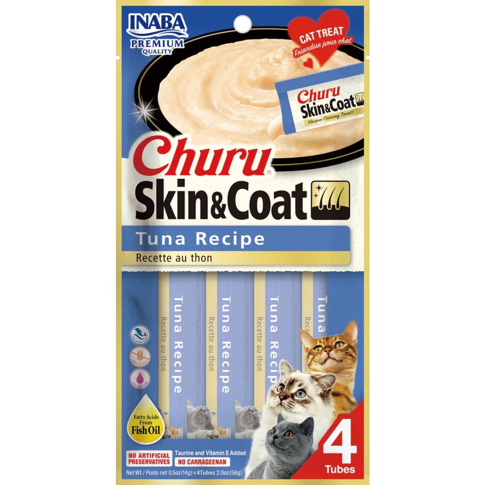 Inaba Cat Churu Purees Skin&Coat Tuna 2Oz-6Ct - Pet Supplies - Inaba