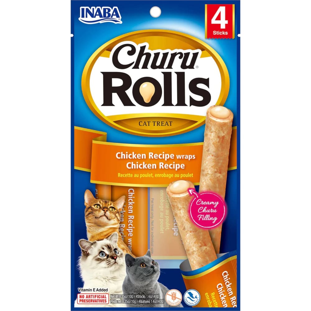 Inaba Cat Churu Rolls Chkn Wrap Chicken 6Ct-1.04Oz - Pet Supplies - Inaba