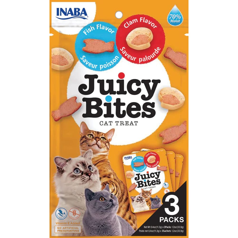 Inaba Cat Juicy Bites Fish Clam1.2Oz-6Ct - Pet Supplies - Inaba