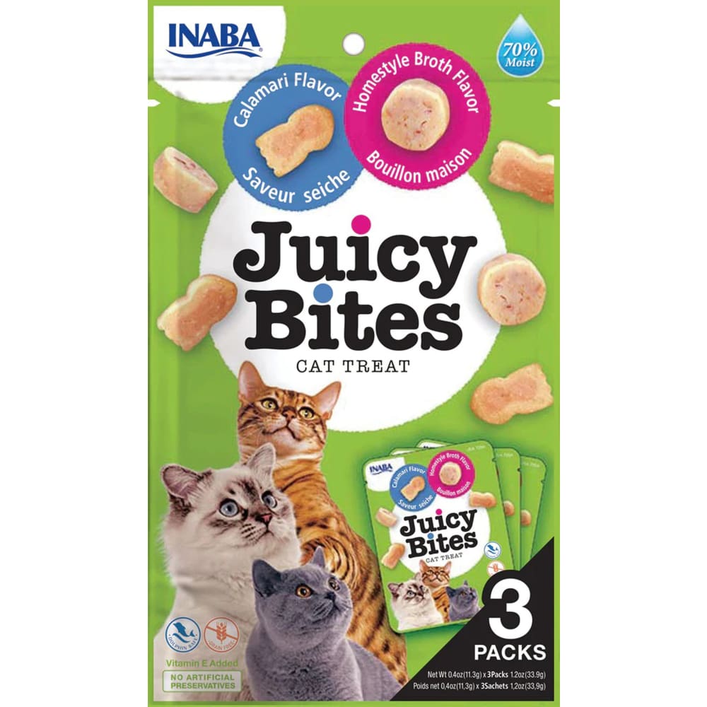 Inaba Cat Juicy Bites Homestylecalamari 6Ct-1.2Oz - Pet Supplies - Inaba