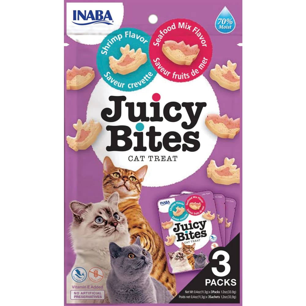 Inaba Cat Juicy Bites Shrimp Seafood 6Ct-1.2Oz - Pet Supplies - Inaba
