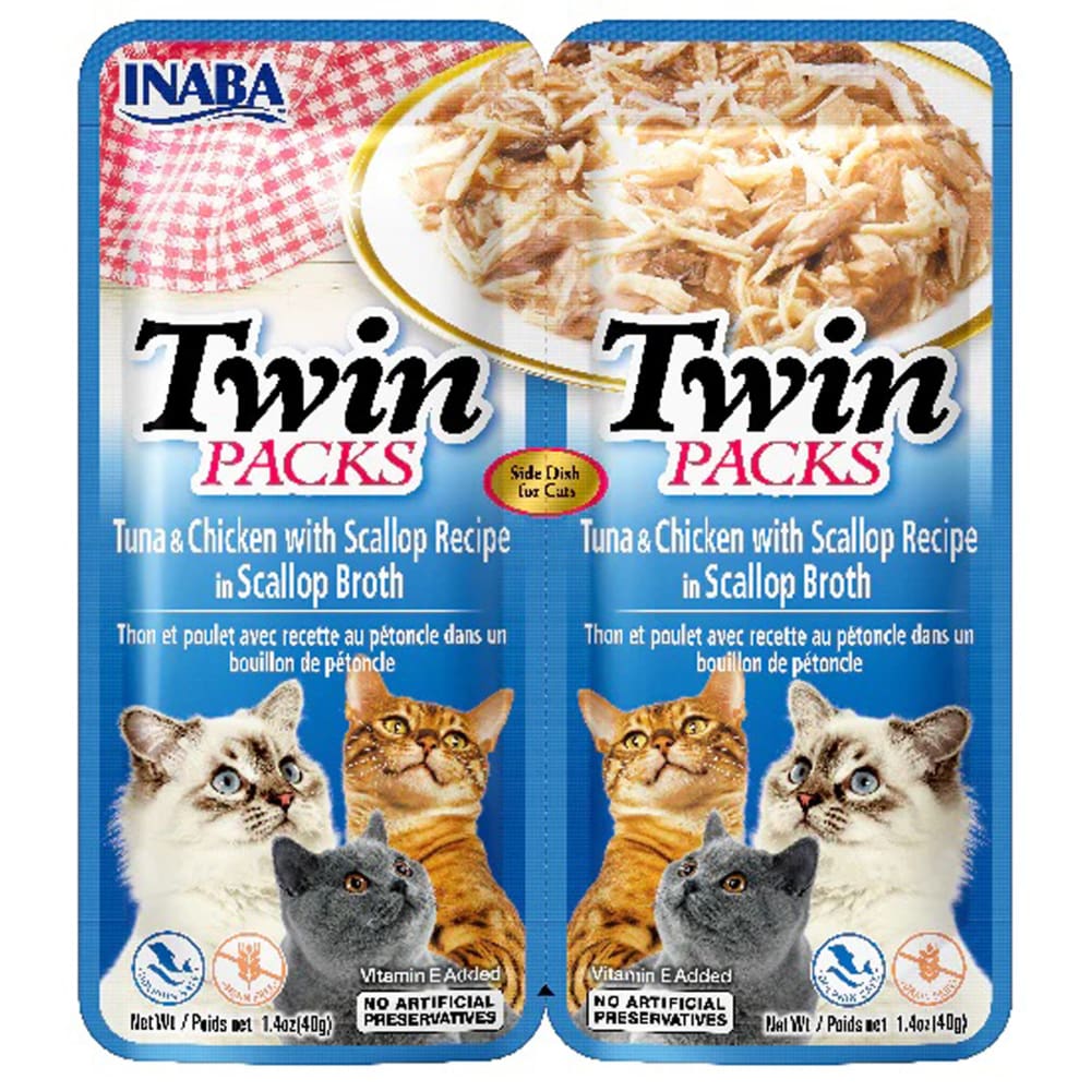 Inaba Cat Twin Pk Tuna Chkn Scallop Broth 6Ct-2.08Oz - Pet Supplies - Inaba