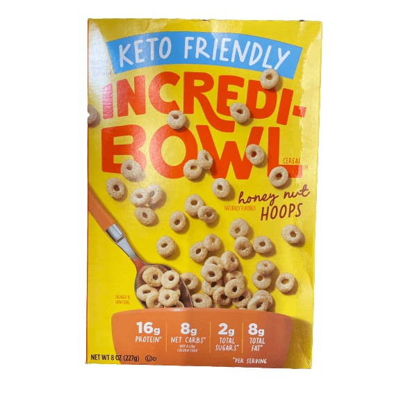 Incredi-Bowl Incredi-Bowl™ Honey Nut Hoops, Keto Friendly Cereal, High Protein Low Carb Breakfast Cereal, Gluten Free, Grain Free Cereal, 8 ounces