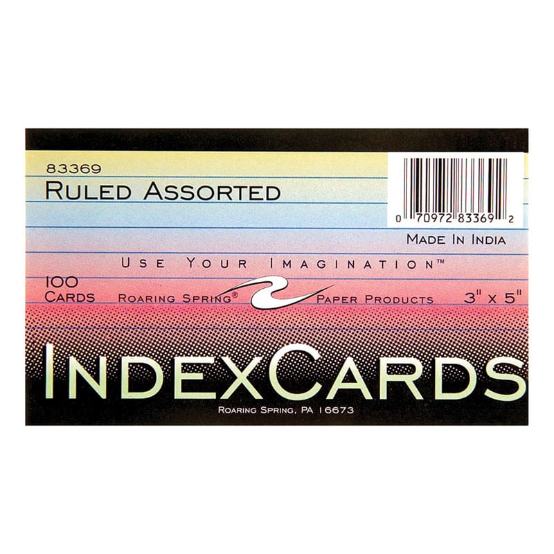 Index Cards 3X5 Ruled Assrtd Colors (Pack of 12) - Index Cards - Roaring Spring Paper Products