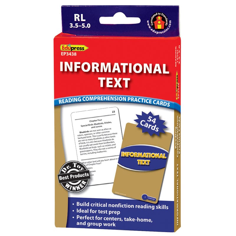 Informational Text Blue Lvl Reading Comprehension Practice Cards (Pack of 6) - Comprehension - Teacher Created Resources