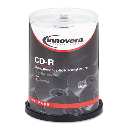 Innovera Cd-r Inkjet Printable Recordable Disc 700 Mb/80 Min 52x Spindle Matte White 100/pack - Technology - Innovera®