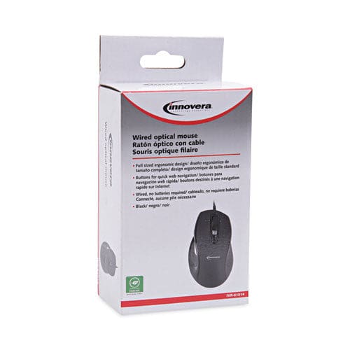 Innovera Full-size Wired Optical Mouse Usb 2.0 Right Hand Use Black - Technology - Innovera®
