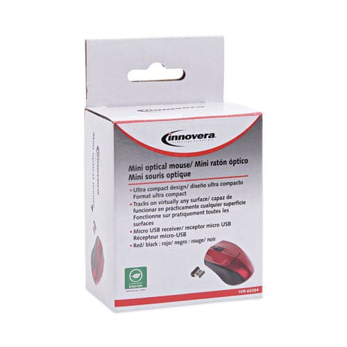 Innovera Mini Wireless Optical Mouse 2.4 Ghz Frequency/30 Ft Wireless Range Left/right Hand Use Red/black - Technology - Innovera®