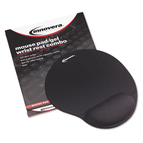 Innovera Mouse Pad With Fabric-covered Gel Wrist Rest 10.37 X 8.87 Black - Technology - Innovera®