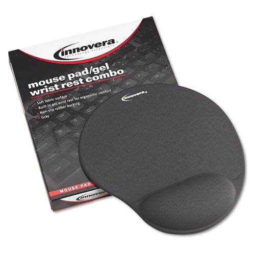 Innovera Mouse Pad With Fabric-covered Gel Wrist Rest 10.37 X 8.87 Gray - Technology - Innovera®