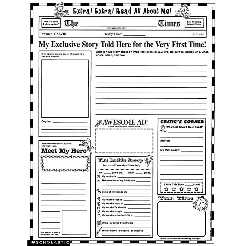 Instant Personal Poster Sets Extra Extra Read All About Me (Pack of 2) - Language Arts - Scholastic Teaching Resources