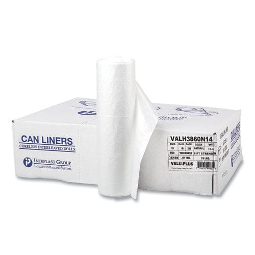 Inteplast Group High-density Commercial Can Liners Value Pack 60 Gal 12 Microns 38 X 58 Clear 25 Bags/roll 8 Rolls/carton - Janitorial &