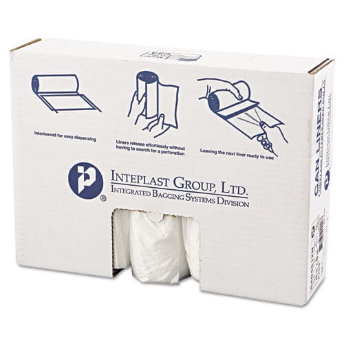 Inteplast Group High-density Interleaved Commercial Can Liners 45 Gal 12 Microns 40 X 48 Clear 25 Bags/roll 10 Rolls/carton - Janitorial &