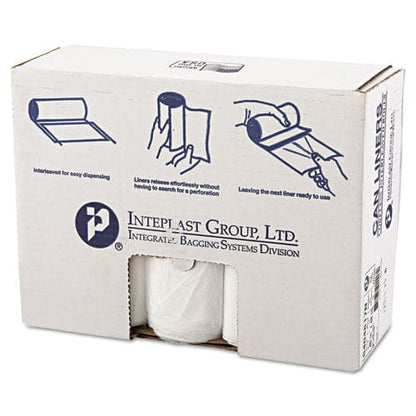 Inteplast Group High-density Interleaved Commercial Can Liners 45 Gal 17 Microns 40 X 48 Clear 25 Bags/roll 10 Rolls/carton - Janitorial &