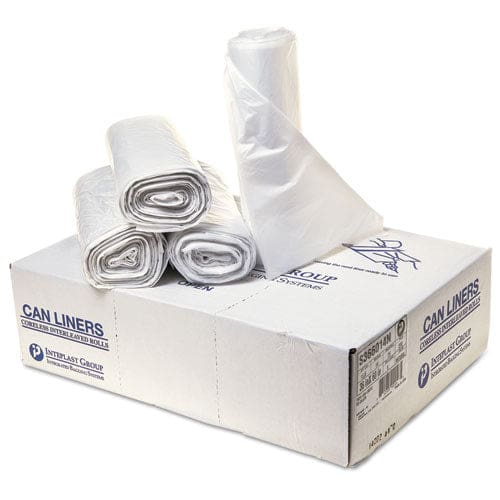 Inteplast Group High-density Interleaved Commercial Can Liners 55 Gal 14 Microns 36 X 60 Clear 25 Bags/roll 8 Rolls/carton - Janitorial &