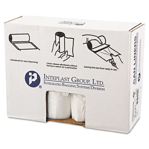 Inteplast Group High-density Interleaved Commercial Can Liners 60 Gal 12 Microns 38 X 60 Clear 25 Bags/roll 8 Rolls/carton - Janitorial &
