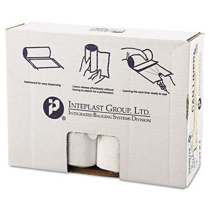 Inteplast Group High-density Interleaved Commercial Can Liners 60 Gal 17 Microns 43 X 48 Clear 25 Bags/roll 8 Rolls/carton - Janitorial &