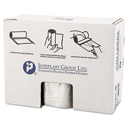 Inteplast Group High-density Interleaved Commercial Can Liners 60 Gal 22 Microns 38 X 60 Clear 25 Bags/roll 6 Rolls/carton - Janitorial &
