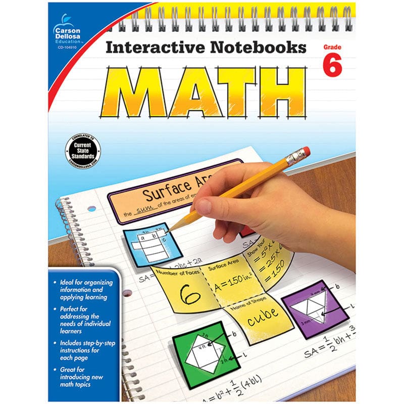 Interactive Notebooks Math Grade 6 Resource Book (Pack of 6) - Activity Books - Carson Dellosa Education