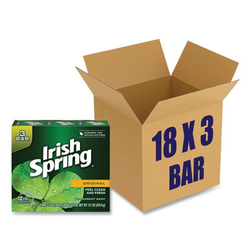Irish Spring Bar Soap Clean Fresh Scent 3.75 Oz 3 Bars/pack 18 Packs/carton - Janitorial & Sanitation - Irish Spring®