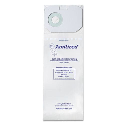 Janitized Vacuum Filter Bags Designed To Fit Nilfisk Carpetwin Upright 16xp/20xp 100/carton - Janitorial & Sanitation - Janitized®