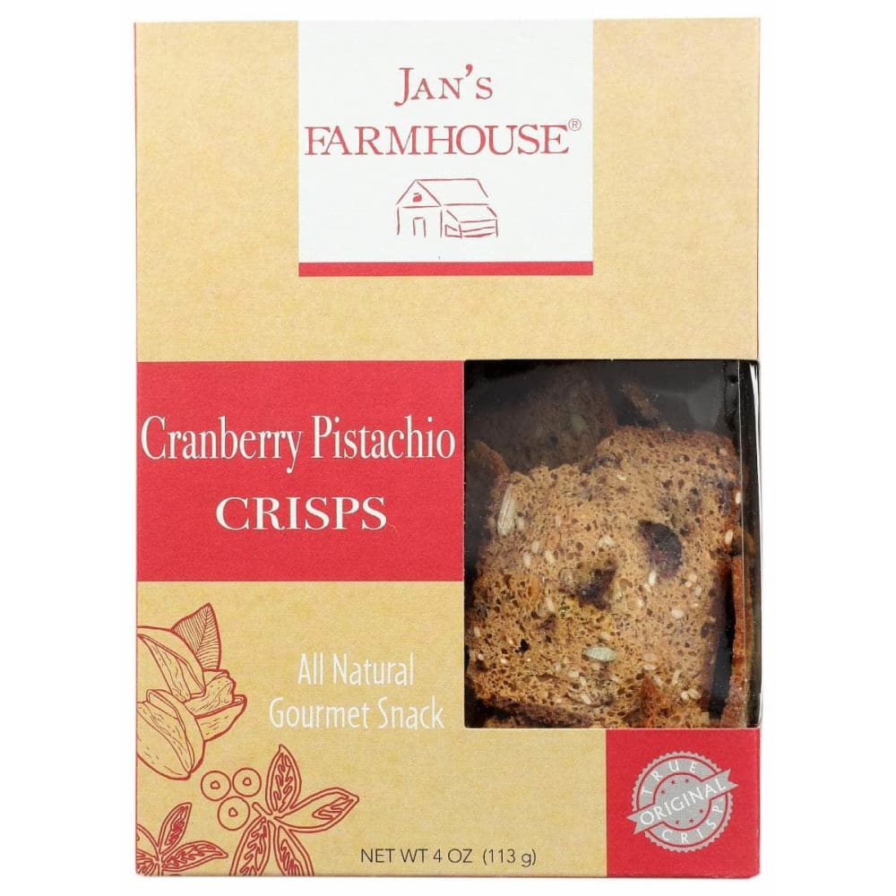 JANS FARMHOUSE Jans Farmhouse Crisps Cranberry Pistachi, 4 Oz