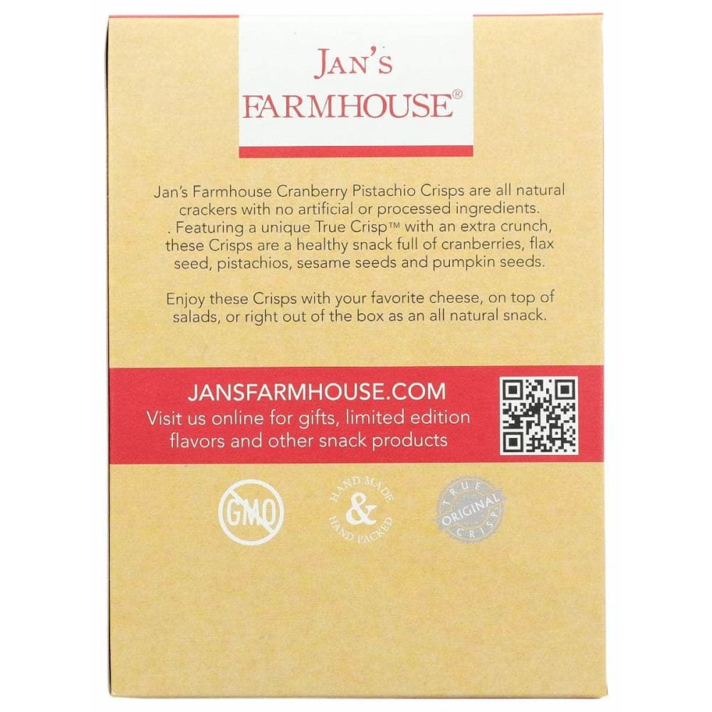 JANS FARMHOUSE Jans Farmhouse Crisps Cranberry Pistachi, 4 Oz