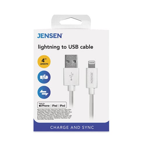 JENSEN Lightning To Usb Cable 4 Ft White - Technology - JENSEN®