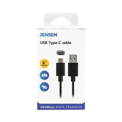 JENSEN Usb-a To Usb-c Cable 6 Ft Black - Technology - JENSEN®
