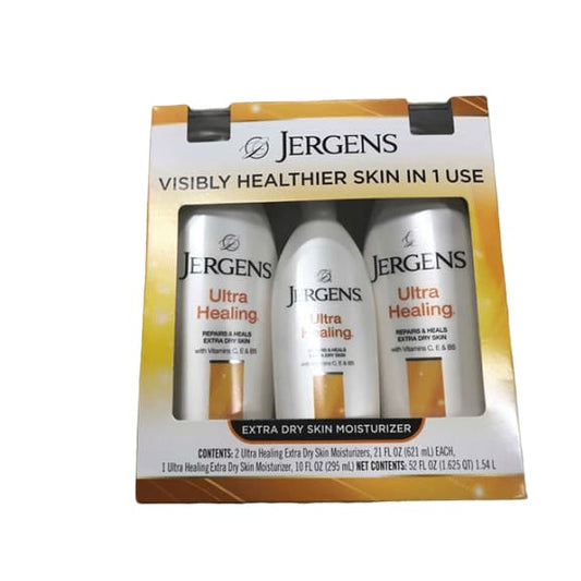 Jergens Ultra Healing Extra Dry Skin Moisturizer, 3 Bottles (52 Fluid Ounce Total) - ShelHealth.Com