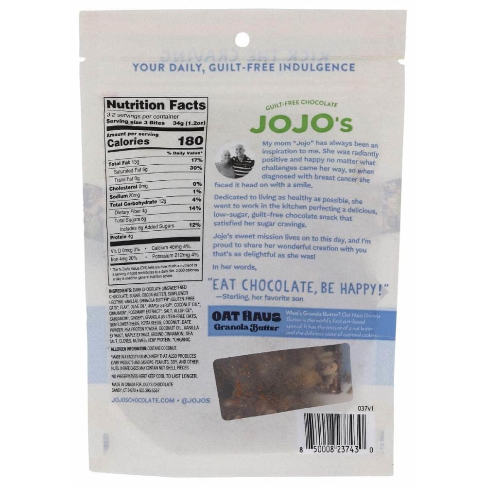 JOJOS CHOCOLATE Grocery > Snacks JOJOS CHOCOLATE: Granola Butter Filled Bites, 3.9 oz