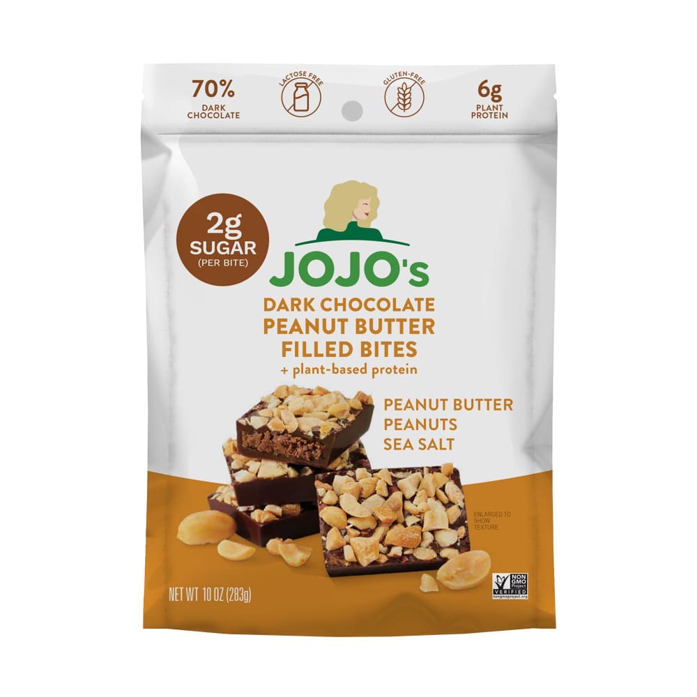 JOJO’s Dark Chocolate Peanut Butter Filled Bites 10 oz. - JOJO’s Chocolate