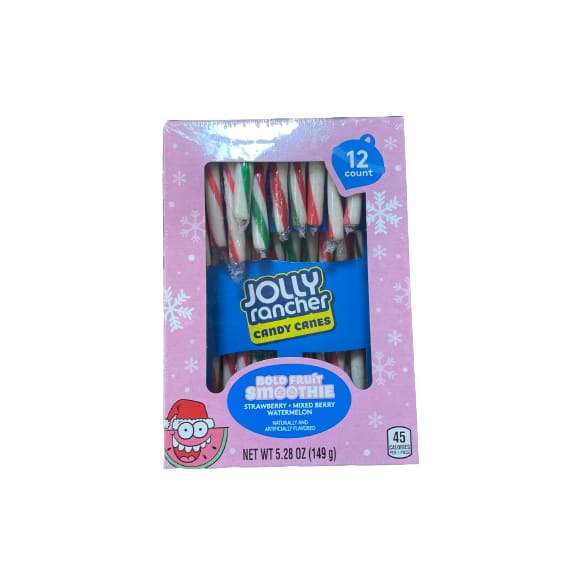 JOLLY RANCHER Fruit Smoothie Assorted Fruit Flavored Christmas Candy Canes 5.28 oz. (12 Pieces) - JOLLY RANCHER