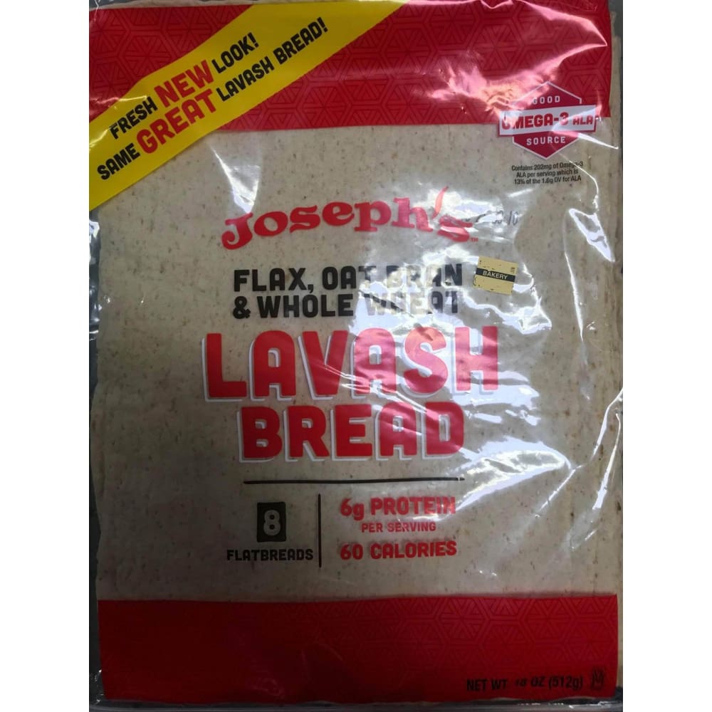 Joseph Flatbread Joseph's Lavash Bread Flax Oat Bran & Whole Wheat Reduced Carb, 8 ...
