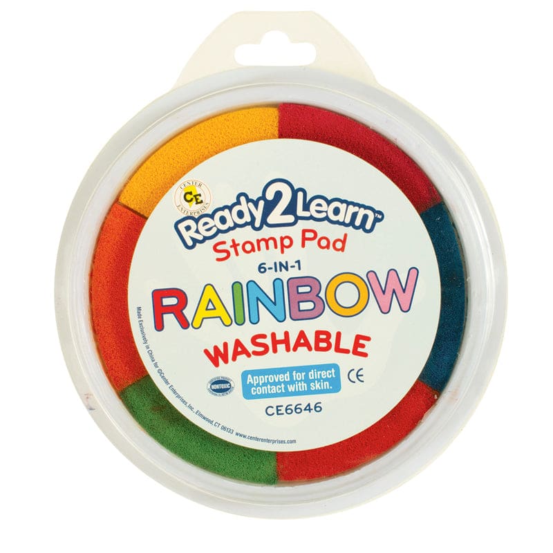 Jumbo Circular Washable 6-In-1 Pads Rainbow Yel Red Org Blk Blu & Pnk (Pack of 6) - Paint - Learning Advantage
