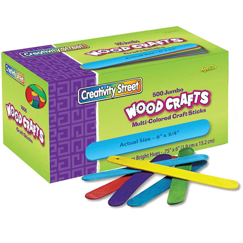 Jumbo Craft Sticks 500/Pk Bright Hues (Pack of 2) - Craft Sticks - Dixon Ticonderoga Co - Pacon