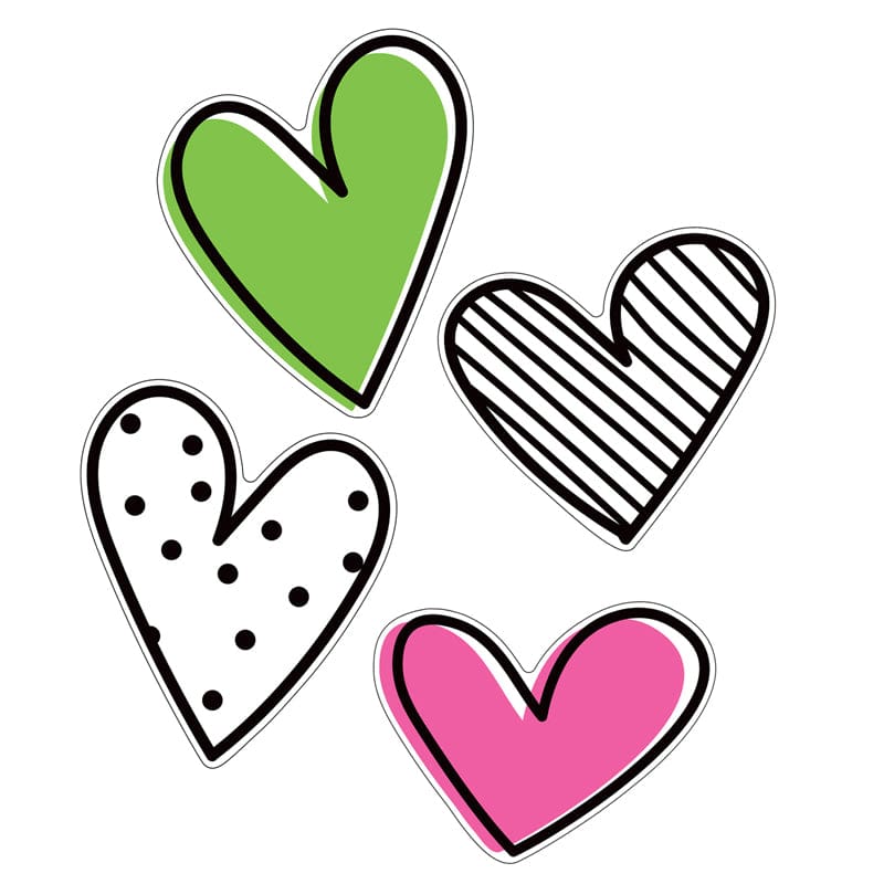 Jumbo Doodle Hearts Cut Outs Kind Vibes (Pack of 8) - Accents - Carson Dellosa Education