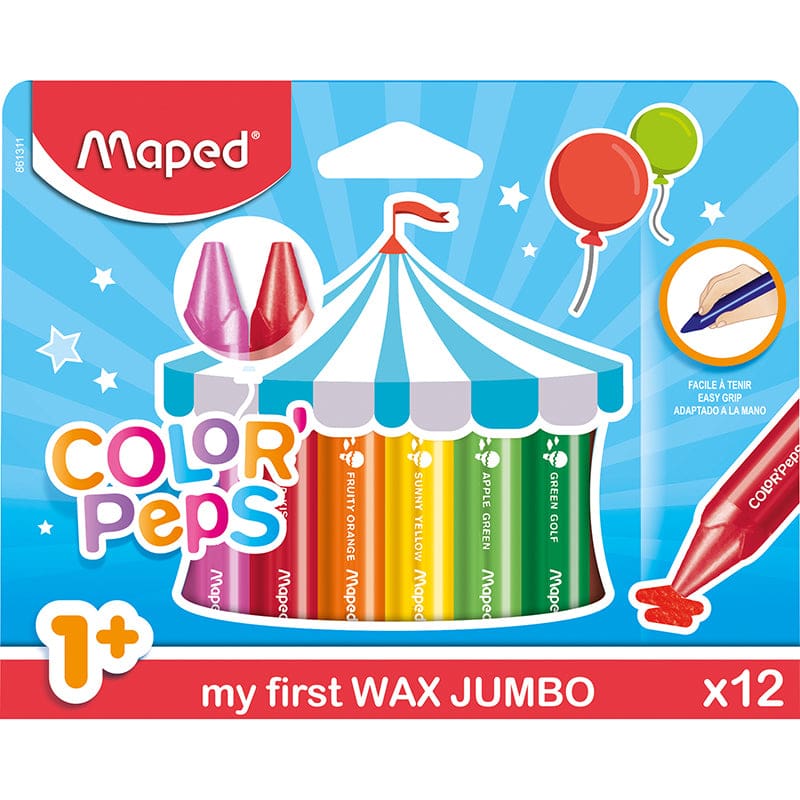Jumbo Triangular Wax Crayons 12Pk Color Peps (Pack of 12) - Crayons - Maped Helix Usa