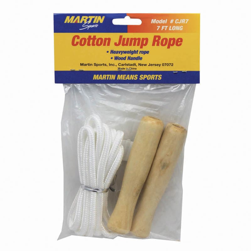 Jump Rope Cotton Wood Handle 7Ft (Pack of 12) - Jump Ropes - Dick Martin Sports