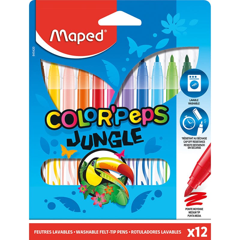 Jungle Fine Tip Ultrawsh Mrkrs 12Pk Color Peps (Pack of 12) - Markers - Maped Helix Usa