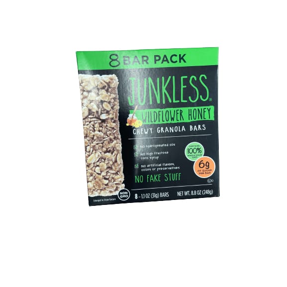 JUNKLESS JUNKLESS Non-GMO Delicious Chewy Granola Bars, 8 Ct, Multiple Choice Flavor, 8.8 oz