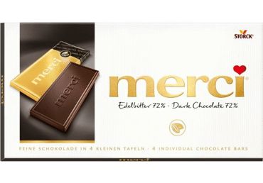 Merci Dark Chocolate Candy Bars 72% 3.5 oz (100 g) - Merci