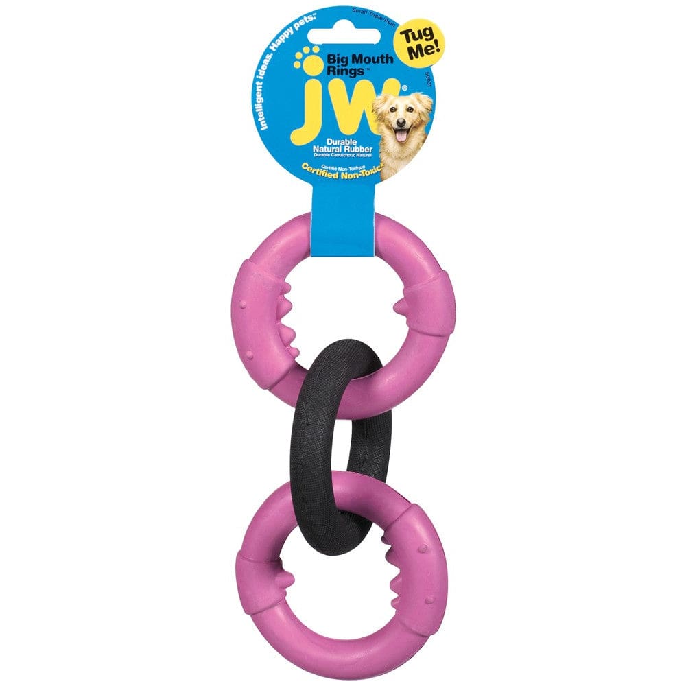 JW Pet Big Mouth Triple Ring Dog Toy Triple Rings Multi-Color Small - Pet Supplies - JW