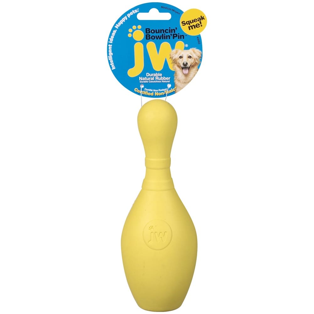 JW Pet Bouncin’ Bowlin Pin Dog Toy Bowling Pin Assorted Medium - Pet Supplies - JW