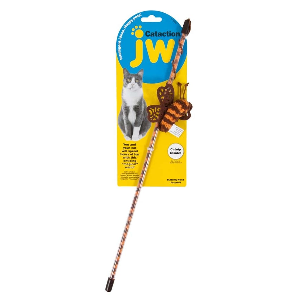 JW Pet Cataction Butterfly Wand Cat Toy Assorted One Size - Pet Supplies - JW