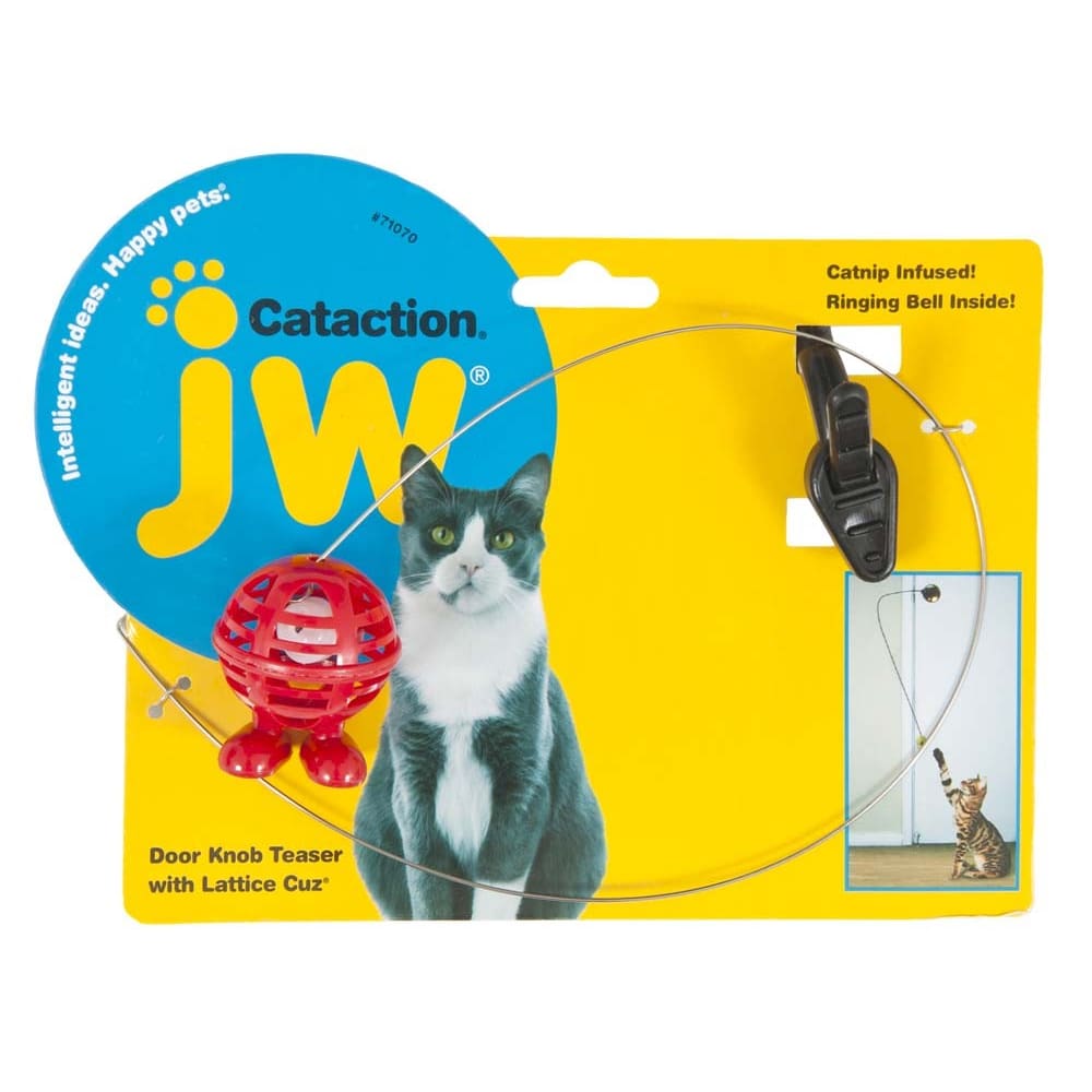 JW Pet Cataction Doorknob Teaser With Cuz Cat Toy Multi-Color One Size - Pet Supplies - JW