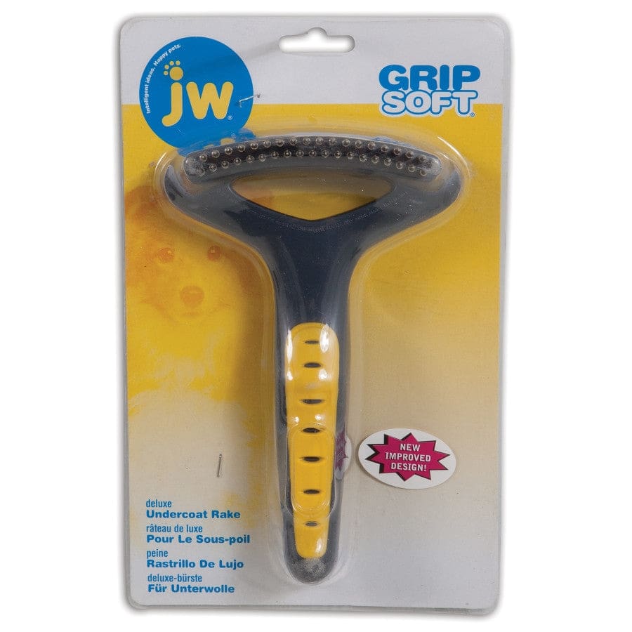 JW Pet Double Row Undercoat Rake Regular Teeth Grey; Yellow One Size - Pet Supplies - JW