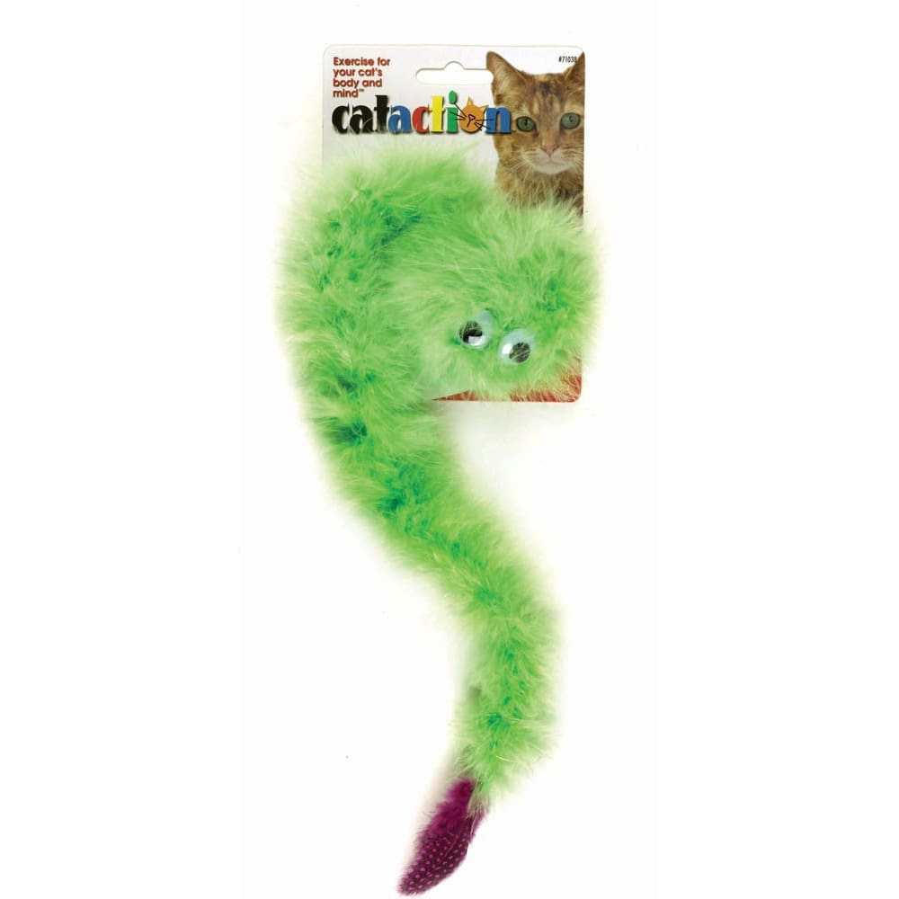 JW Pet Featherlite Catnip Boa Squeaky Cat Toy Green One Size - Pet Supplies - JW