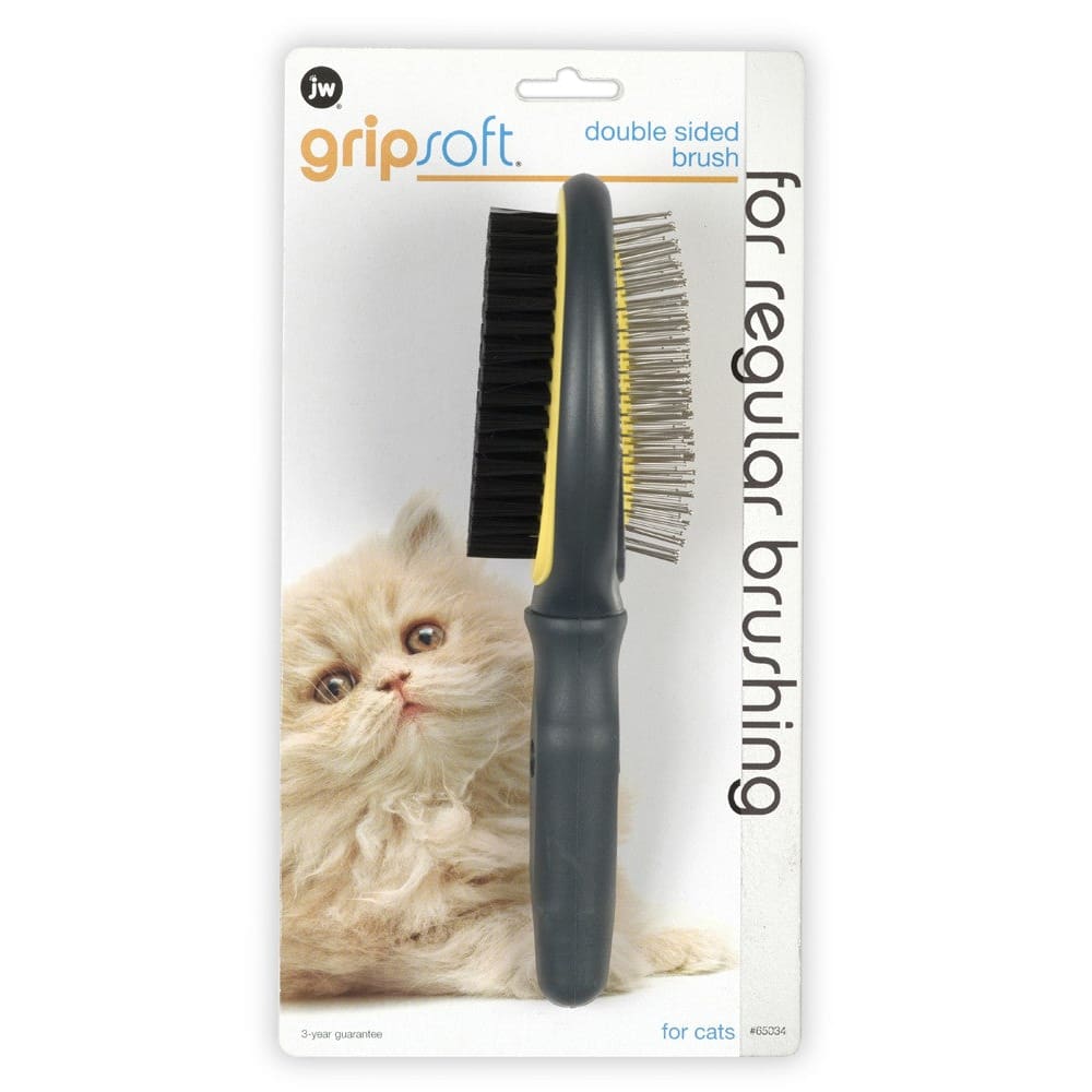 JW Pet GripSoft Cat Double Sided Brush Gray; Yellow One Size - Pet Supplies - JW